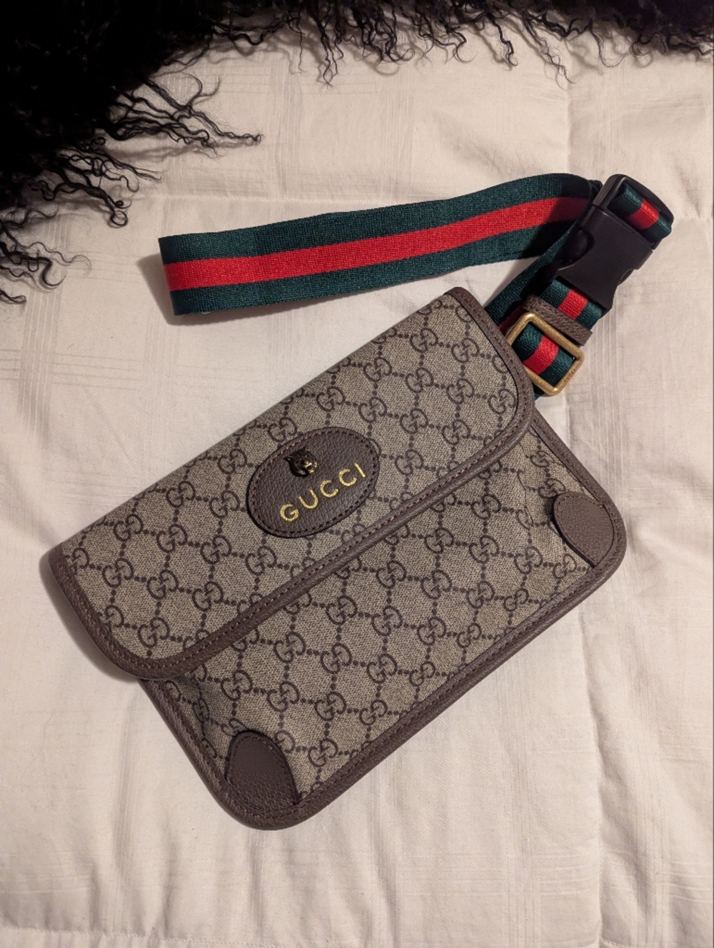 GG Supreme Monogram Belt Bag with Signature Web Strap - Picture 10 of 13